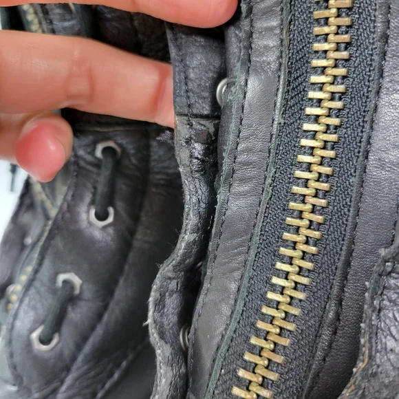 Kelsie Dagger Leather Sheepskin Sherling Lined Zippered Lace-up Boots Sz 6.5 - Picture 4 of 12